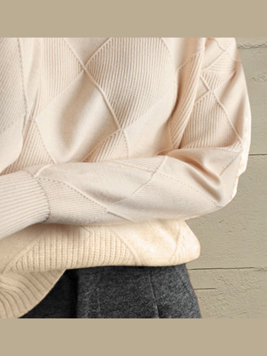 Geometric Turtleneck Long Sleeve Sweater nicholesgifts