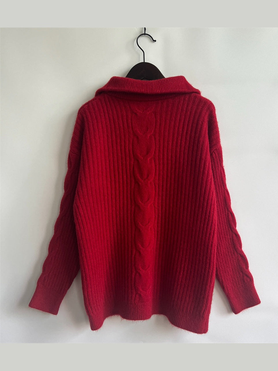 Ribbed Half Zip Long Sleeve Sweater Trendsi