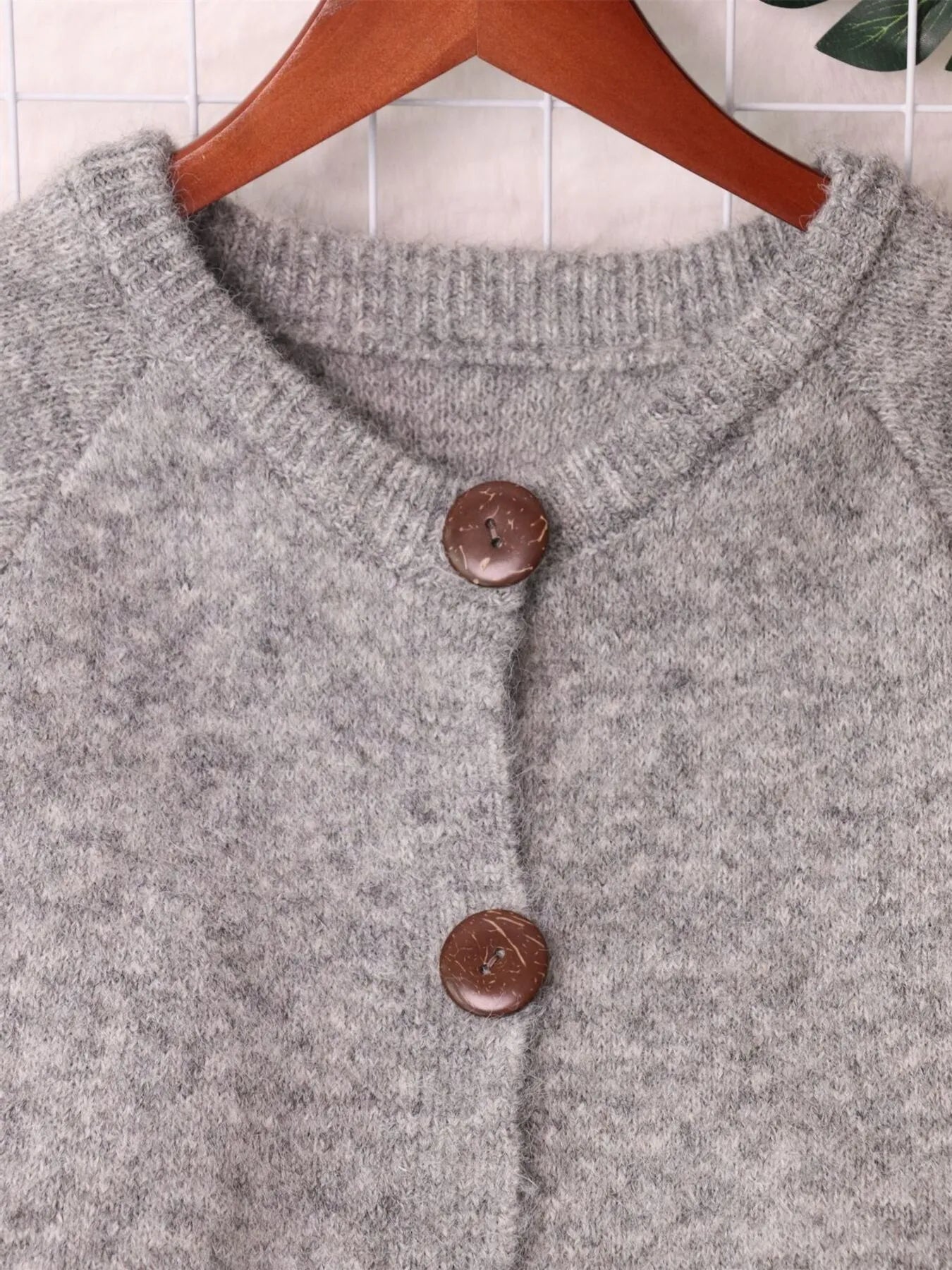Button-Up Raglan Sleeve Cardigan