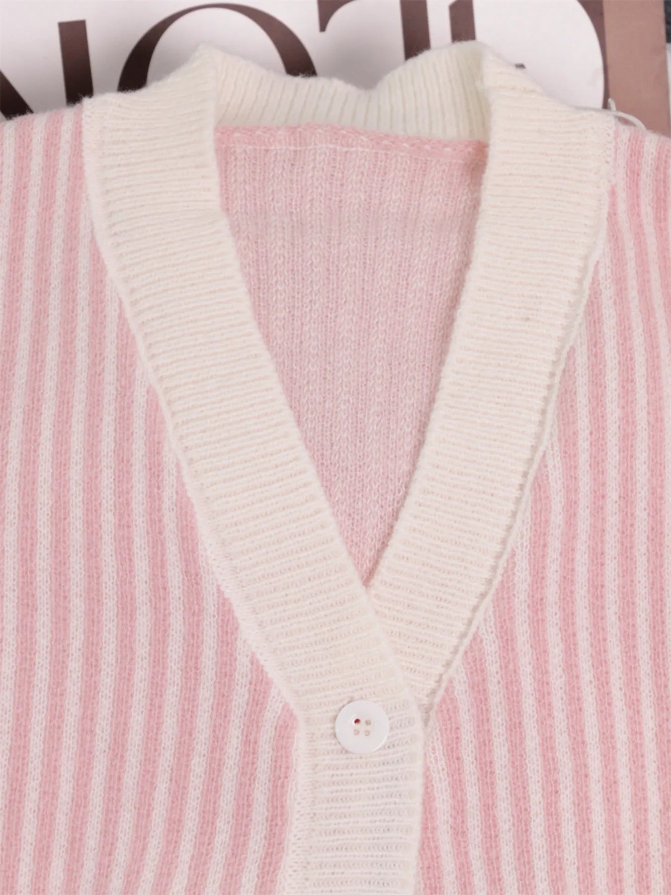 Striped Button-Front Cardigan with Contrast Trim