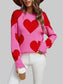 Women Angel Wings Contrast Heart Dropped Shoulder Long Sleeve Sweater nicholesgifts