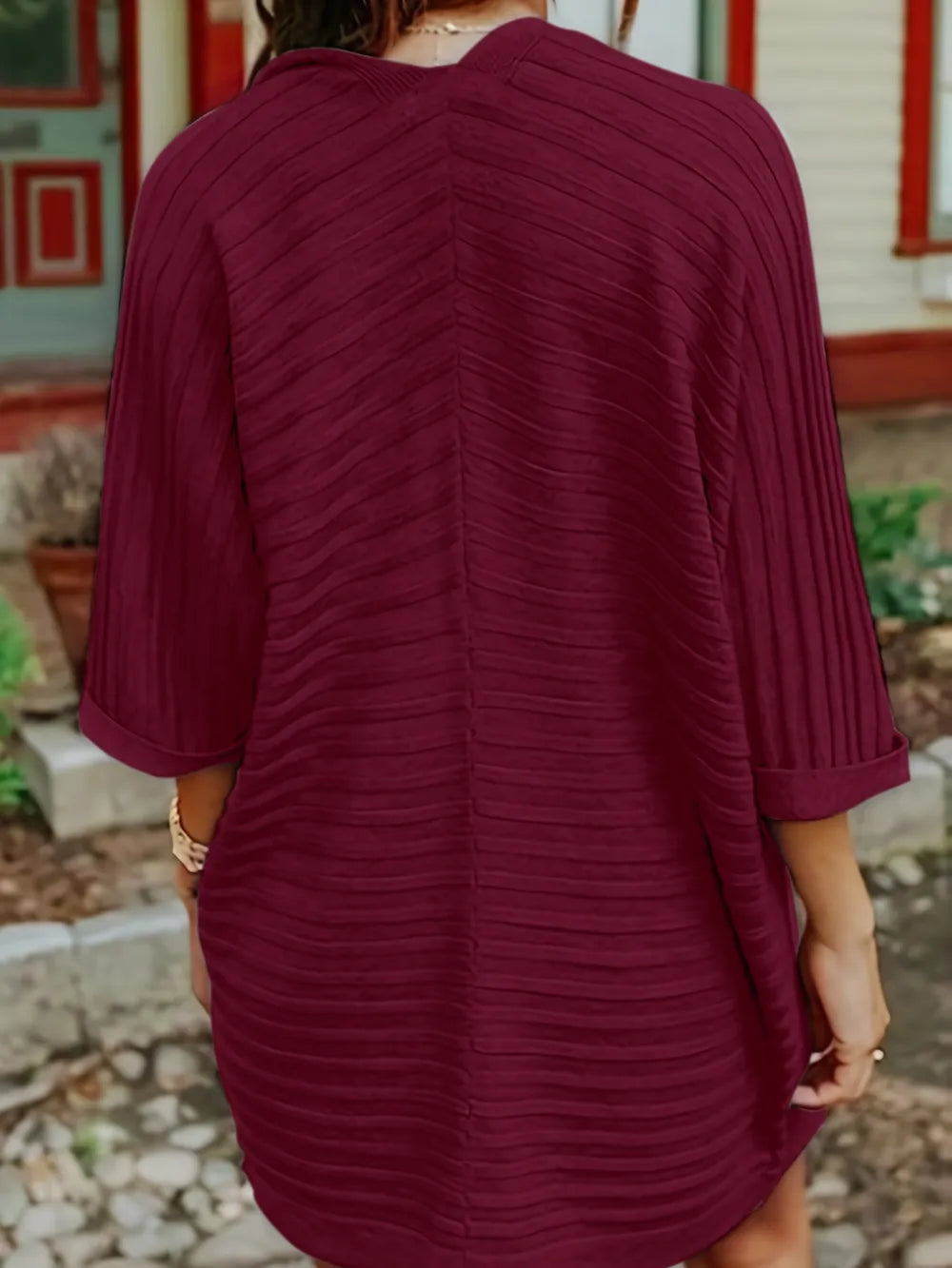 Striped Open Front Knit Cardigan nicholesgifts