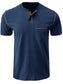 Men's Full Size Casual Henley T-Shirt with Contrast Stitching and Pocket Plus Size nicholesgifts