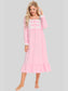 Lace Detail Square Neck Flounce Sleeve Night Dress nicholesgifts