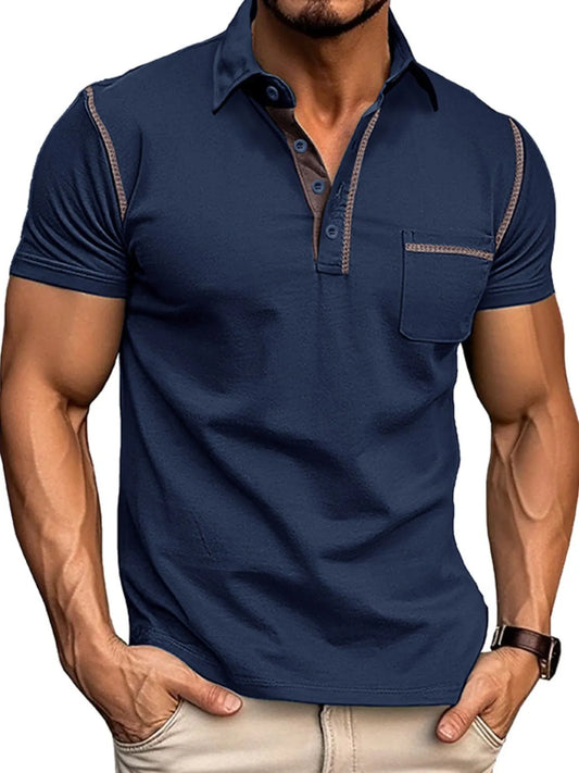 Men's Classic Polo Shirt with Contrast Stitching Trendsi