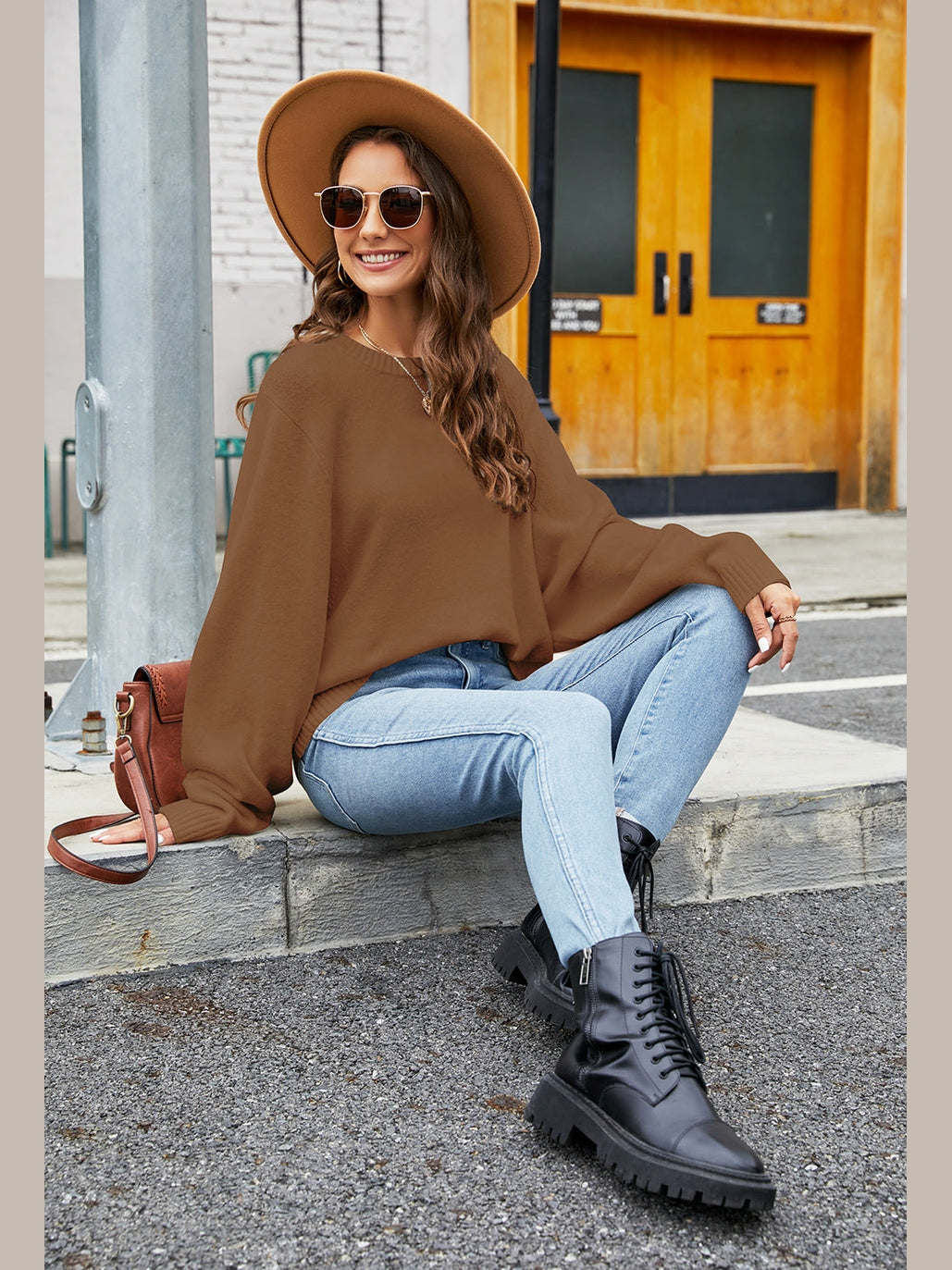 Round Neck Long Sleeve Sweater Trendsi