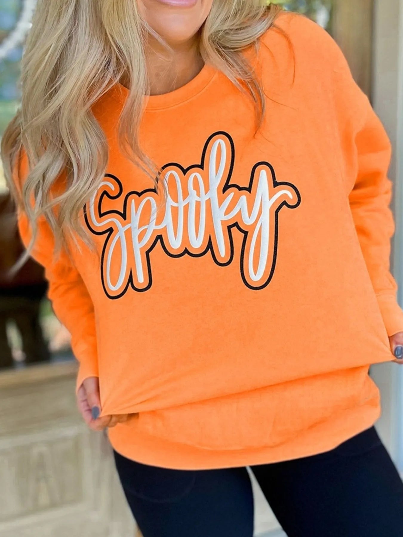 Spooky Round Neck Long Sleeve Sweatshirt
