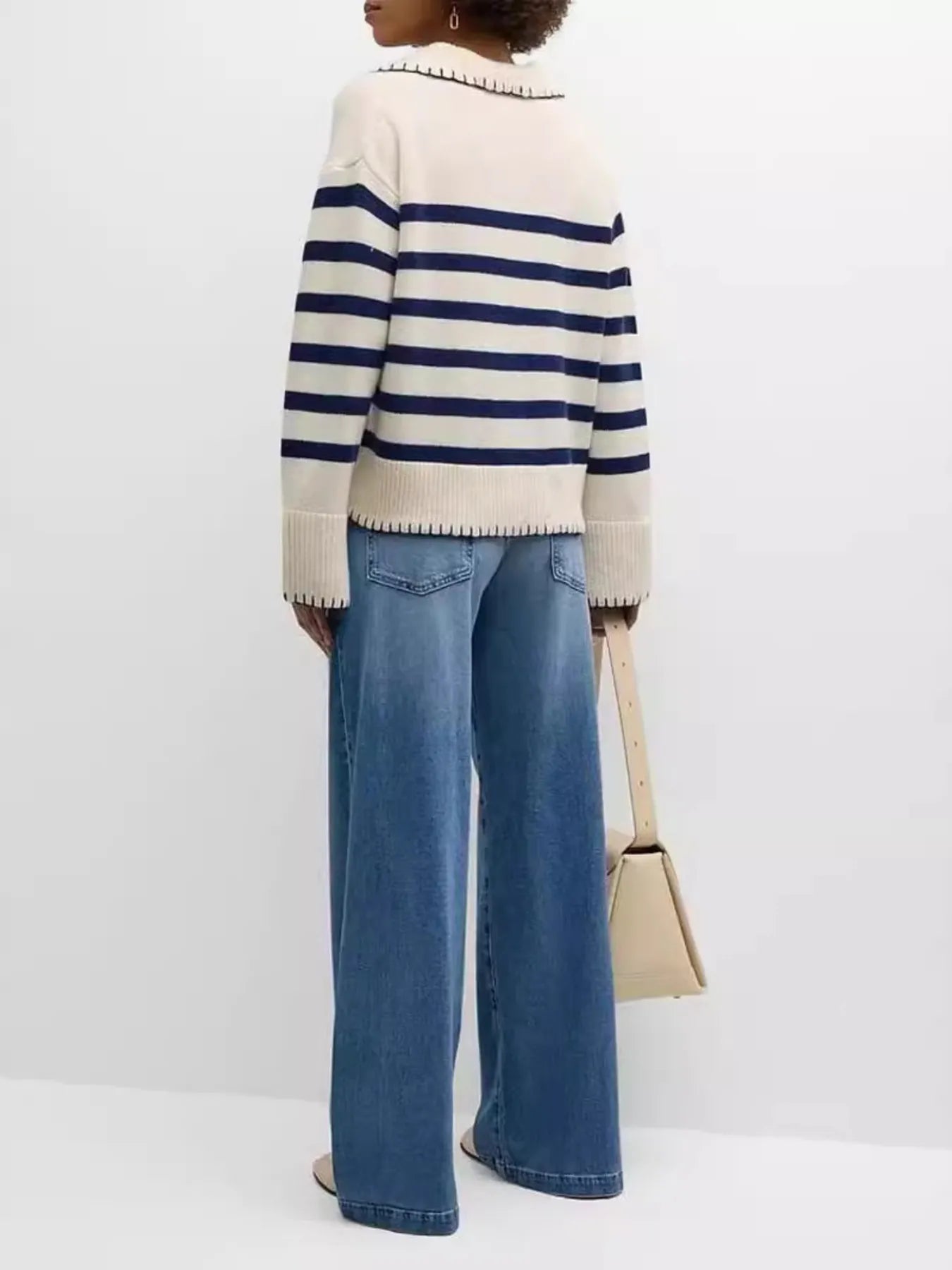 Striped Johnny Collar Sweater NicholesGifts