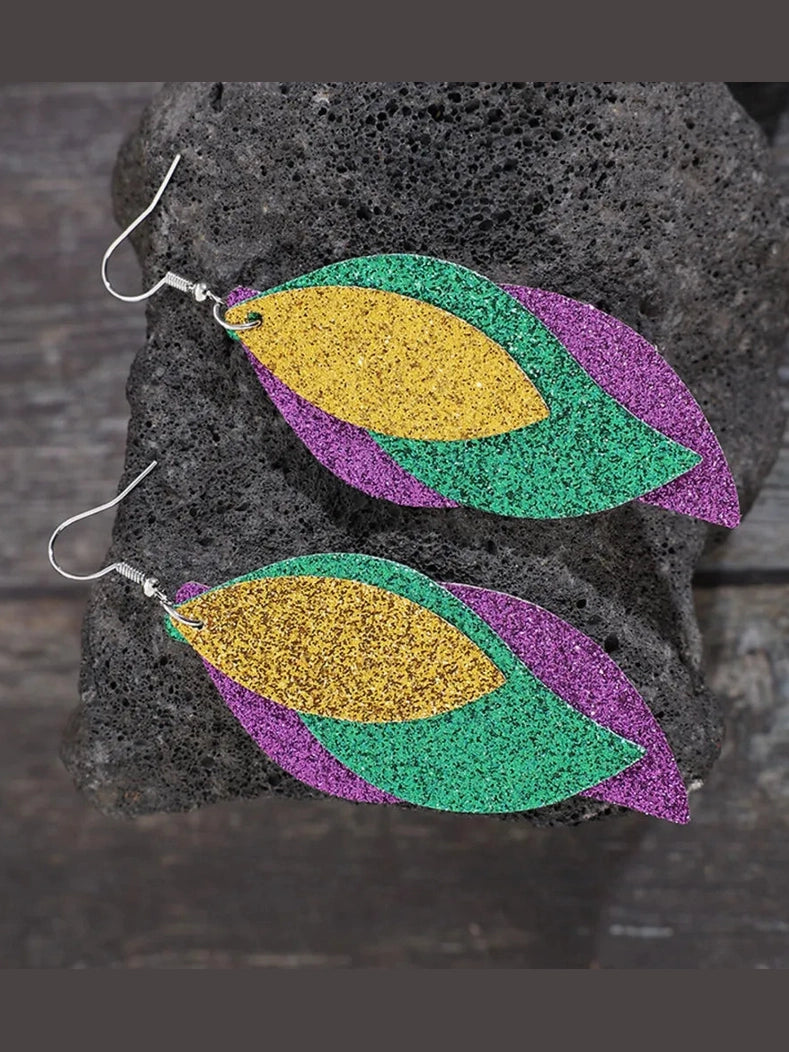 PU Leather Leaf Dangle Earrings nicholesgifts