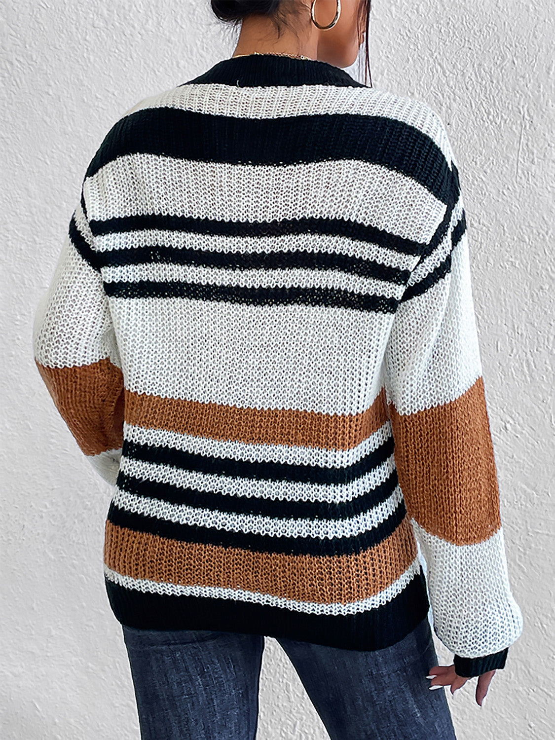 Striped Round Neck Sweater nicholesgifts