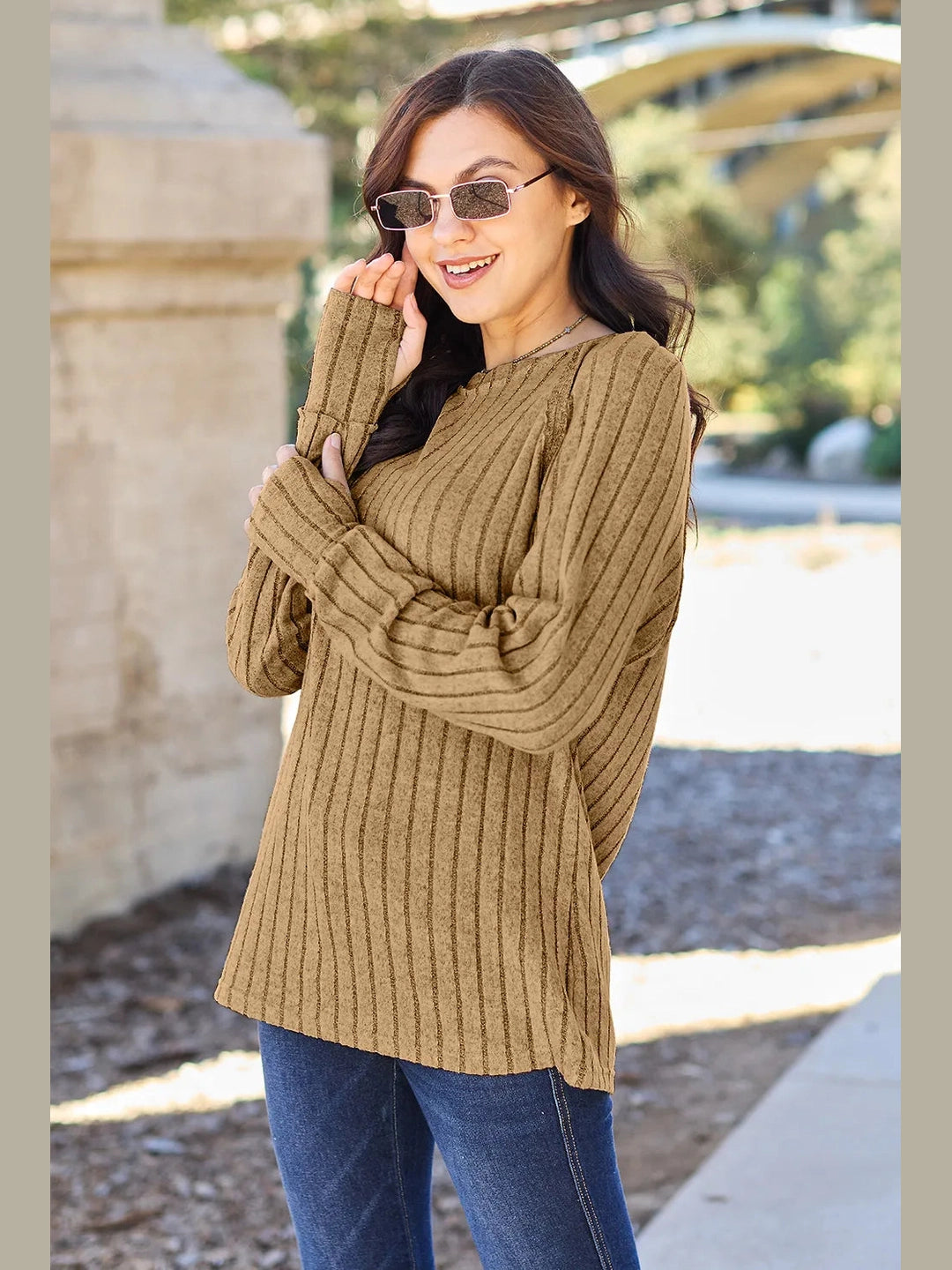 Basic Bae Full Size Ribbed Round Neck Long Sleeve Knit Top nicholesgifts