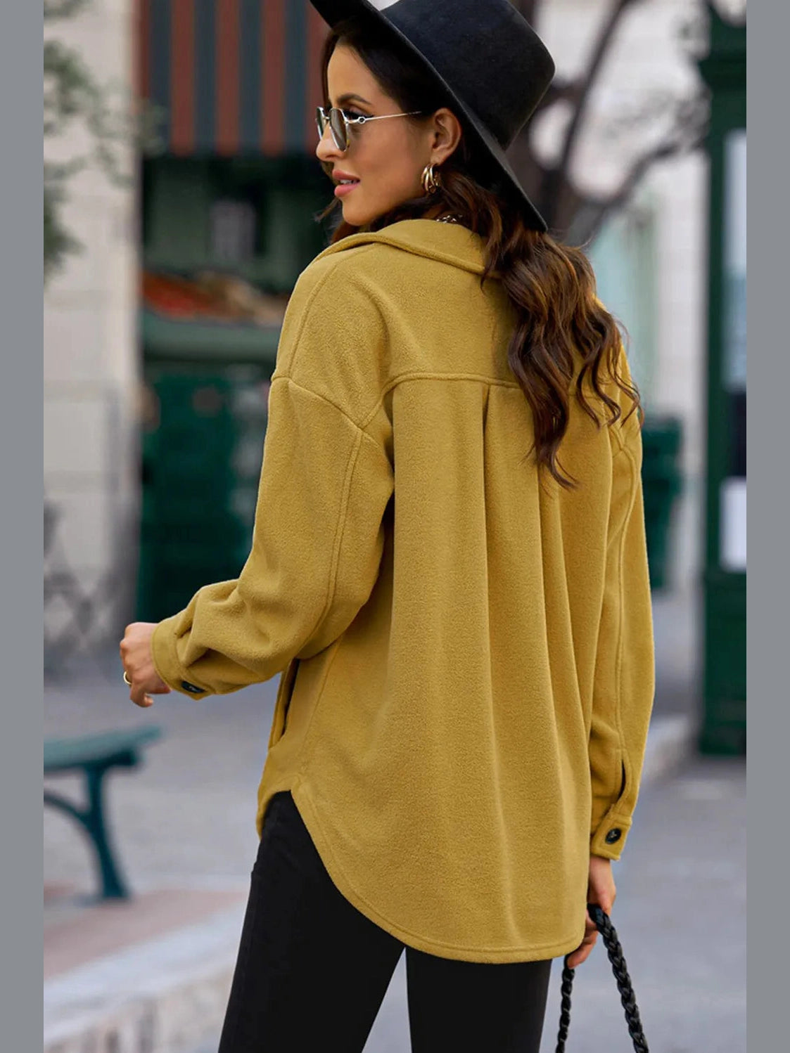 Button Up Collared Neck Long Sleeve Jacket nicholesgifts