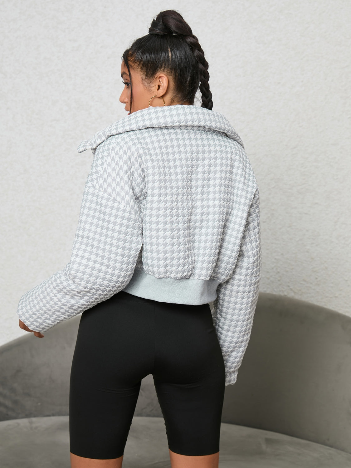 Houndstooth Zip-Up Jacket nicholesgifts