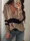 Striped V-Neck Long Sleeve Sweater nicholesgifts