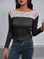 Ivy Lane Lace Trim Long Sleeve Round Neck Tee nicholesgifts