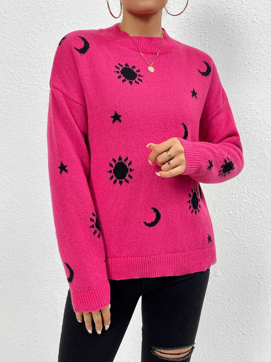 Patterned Drop Shoulder Sweater nicholesgifts