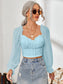 Mesh Sweetheart Neck Flounce Sleeve Top nicholesgifts