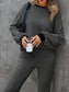Contrast Round Neck Long Sleeve Top and Bootcut Pants Set nicholesgifts