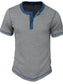 Men's Full Size Contrast Stitch Henley Polo Shirt Plus Size nicholesgifts