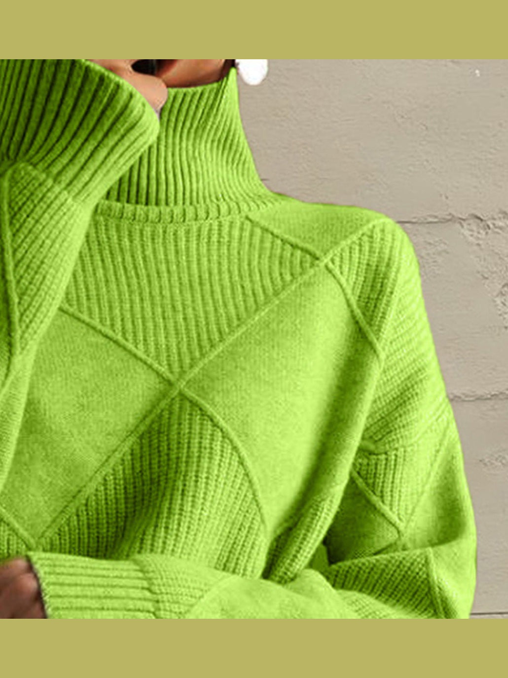 Geometric Turtleneck Long Sleeve Sweater nicholesgifts