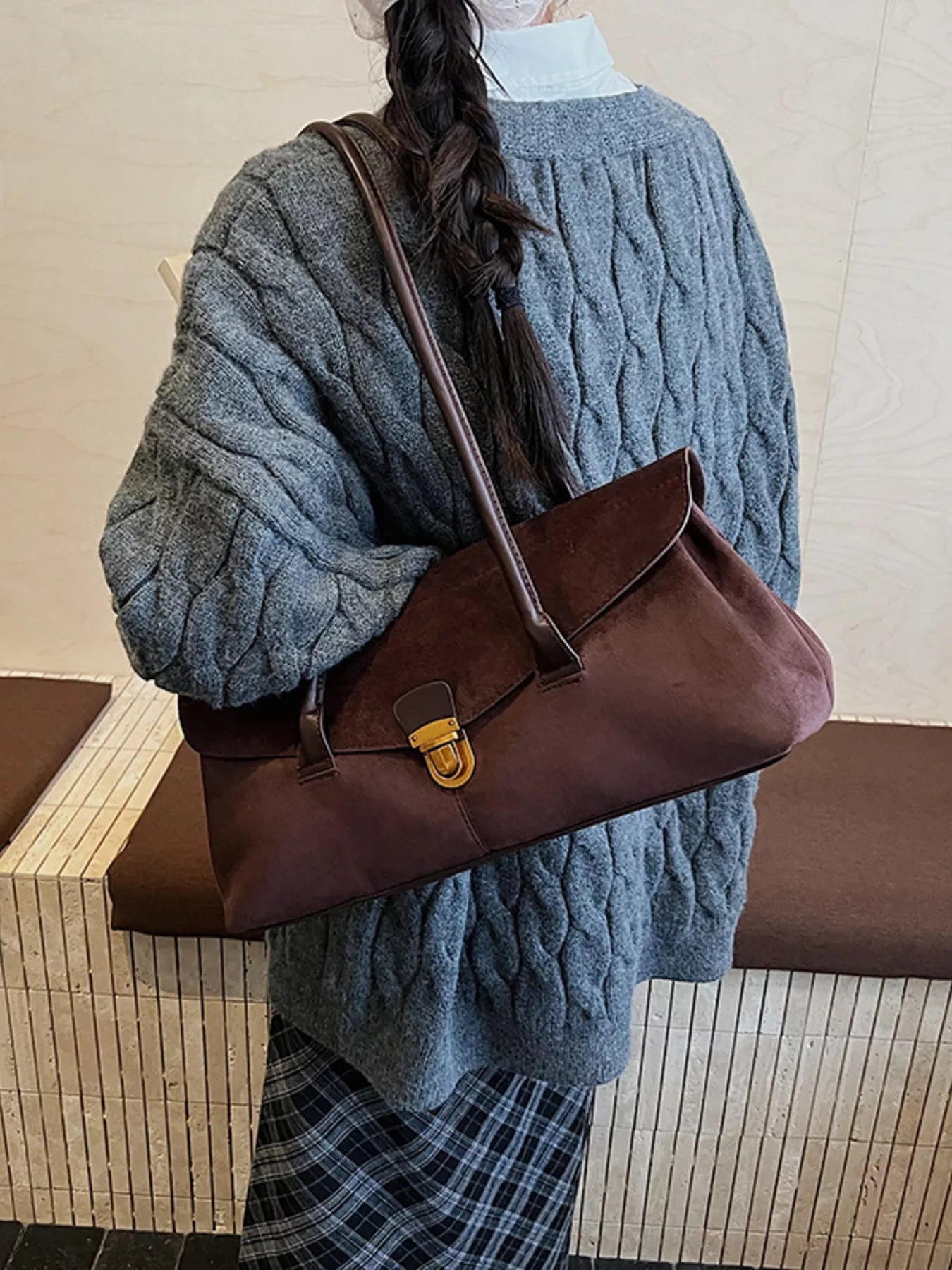 Vintage Buckle Closure Shoulder Bag nicholesgifts