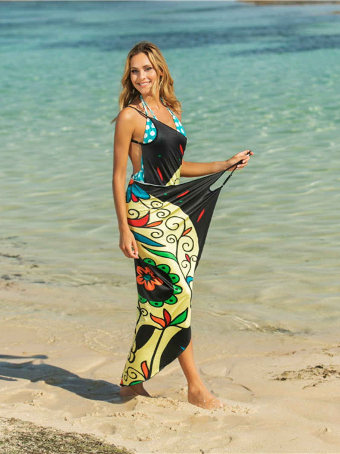 Printed Spaghetti Strap Cover Up nicholesgifts