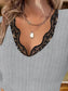 Women Full Size Ribbed V-Neck Lace Trim Long Sleeve T-Shirt Plus Size nicholesgifts