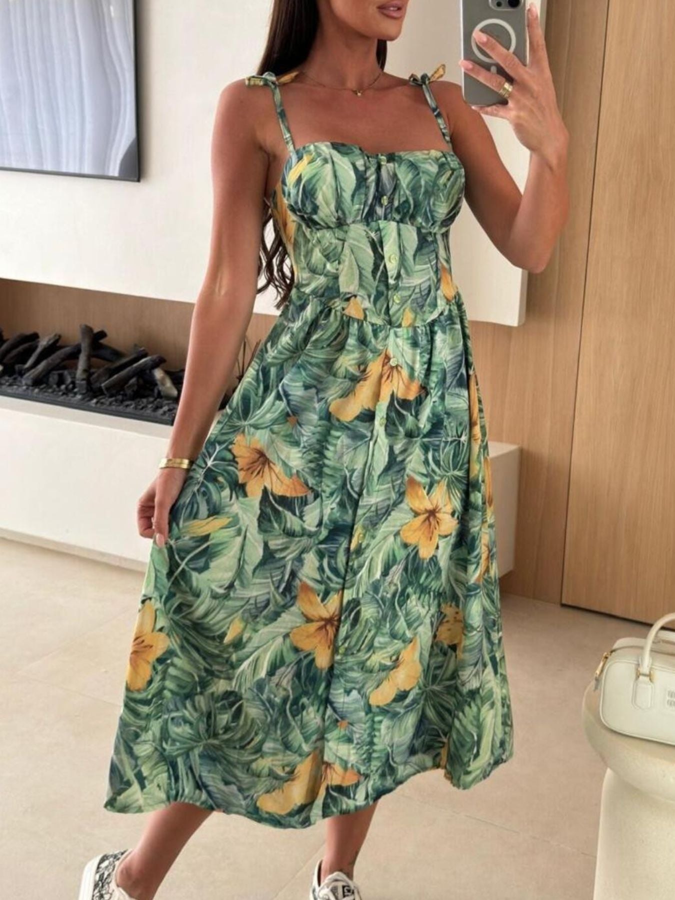 Striped Tie-Shoulder Midi Dress nicholesgifts