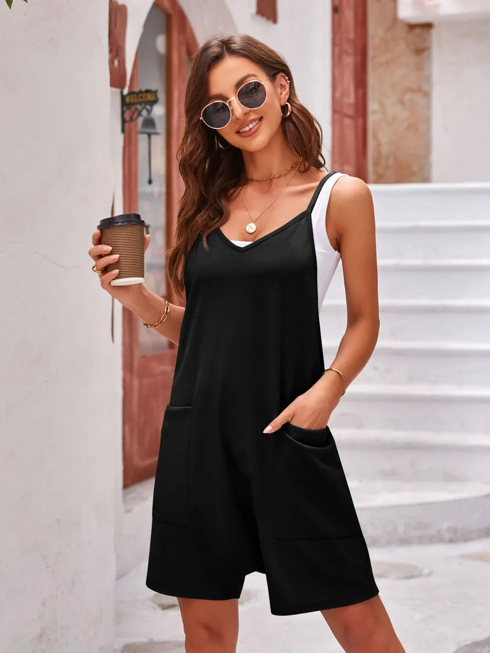 Lovelet Spaghetti Strap Romper with Pockets nicholesgifts