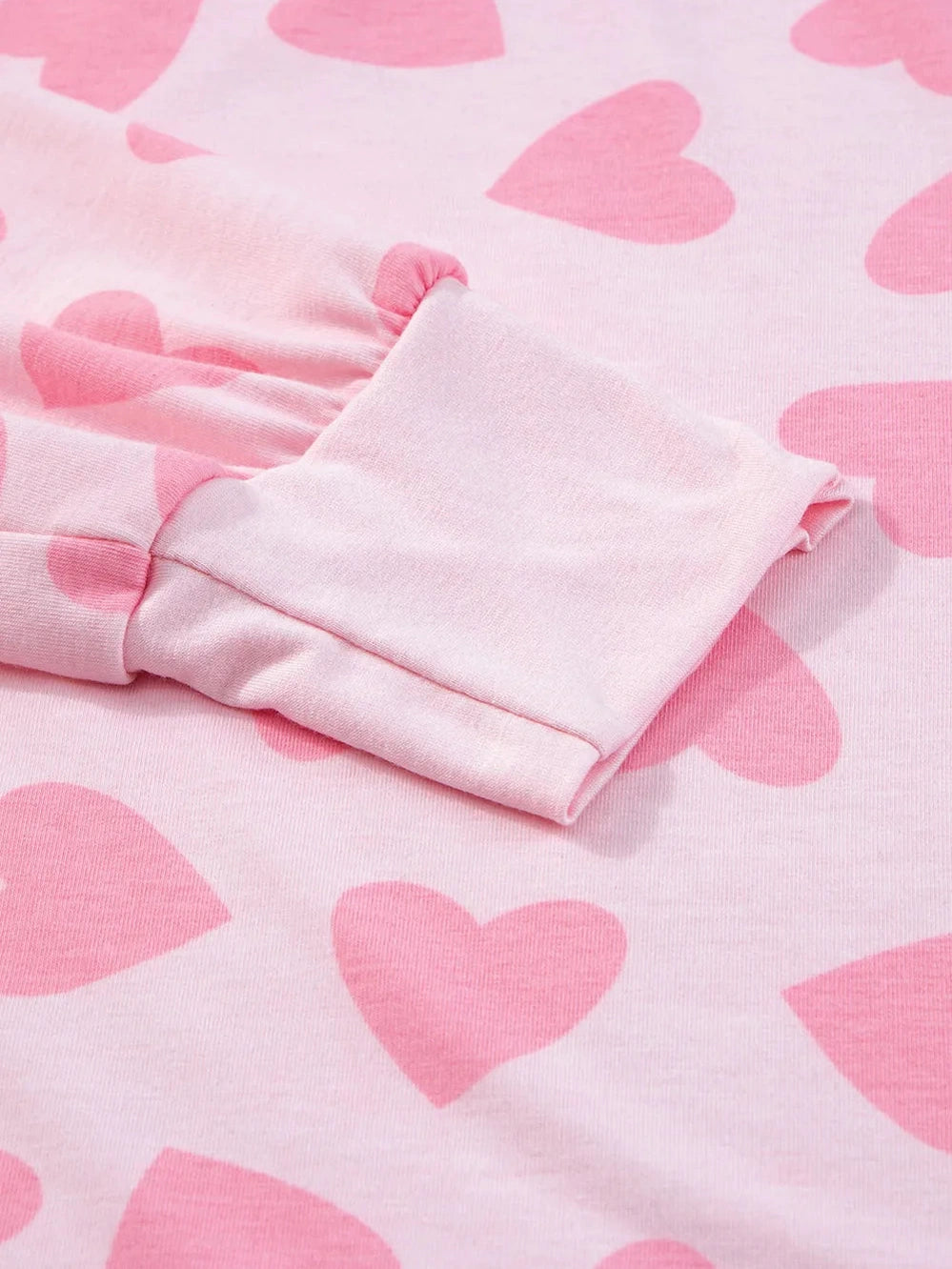 Heart Print Long Sleeve Top and Shorts Lounge Set nicholesgifts