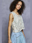 POL Button Down Floral Embroidery Cropped Crochet Vest Top nicholesgifts