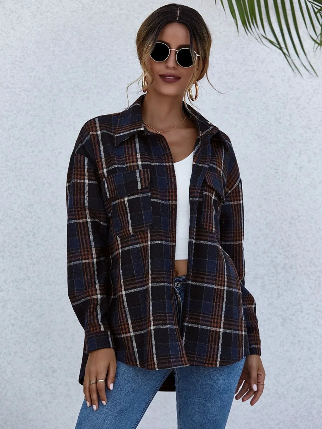 Plaid Button-Up Long Sleeve Shirt NicholesGifts