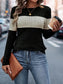 Color Block Round Neck Long Sleeve Top nicholesgifts