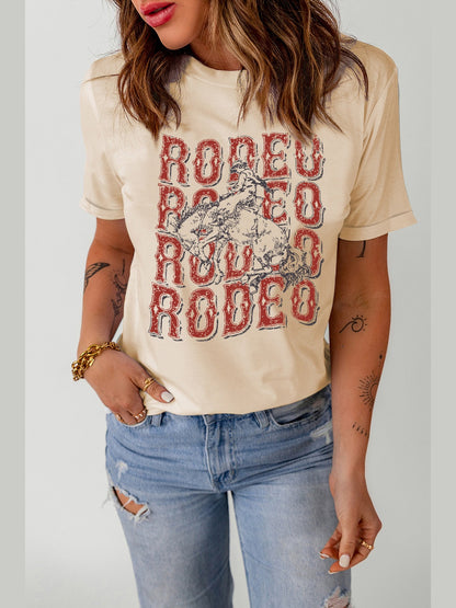 Letter Graphic Cuffed Tee Shirt nicholesgifts