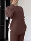 Full Size Contrast Round Neck Top and Pants Set Plus Size nicholesgifts