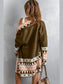 Women Geometric Open Front Long Sleeve Cardigan Sweater nicholesgifts