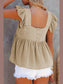 Full Size Ruffled Square Neck Cap Sleeve Blouse nicholesgifts
