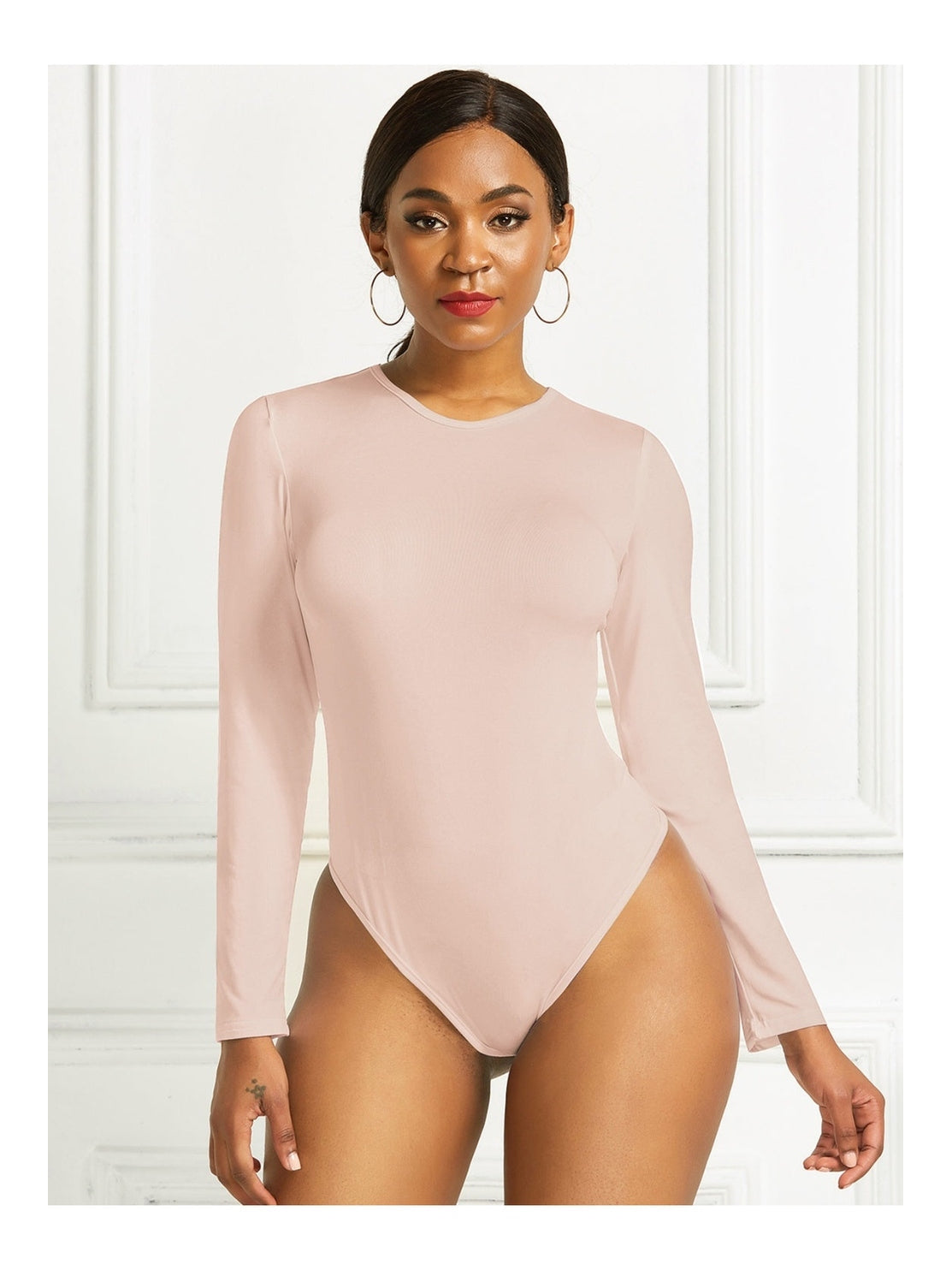 Round Neck Long Sleeve Bodysuit nicholesgifts