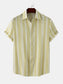 Men's Plus Size Striped Short Sleeve Button-Down Shirt nicholesgifts