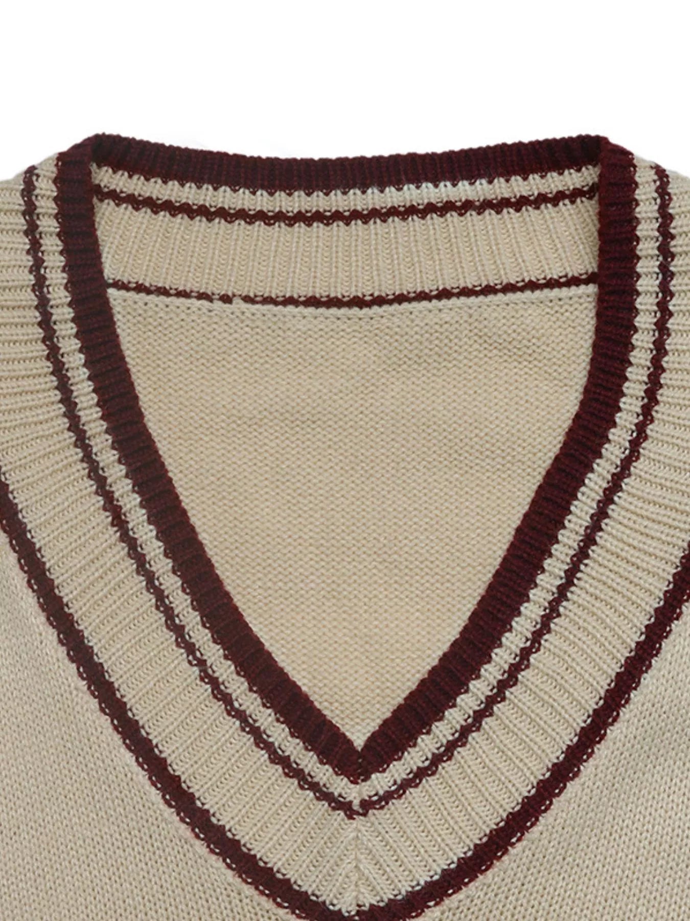 Contrast Trim V-Neck Long Sleeve Sweater Trendsi