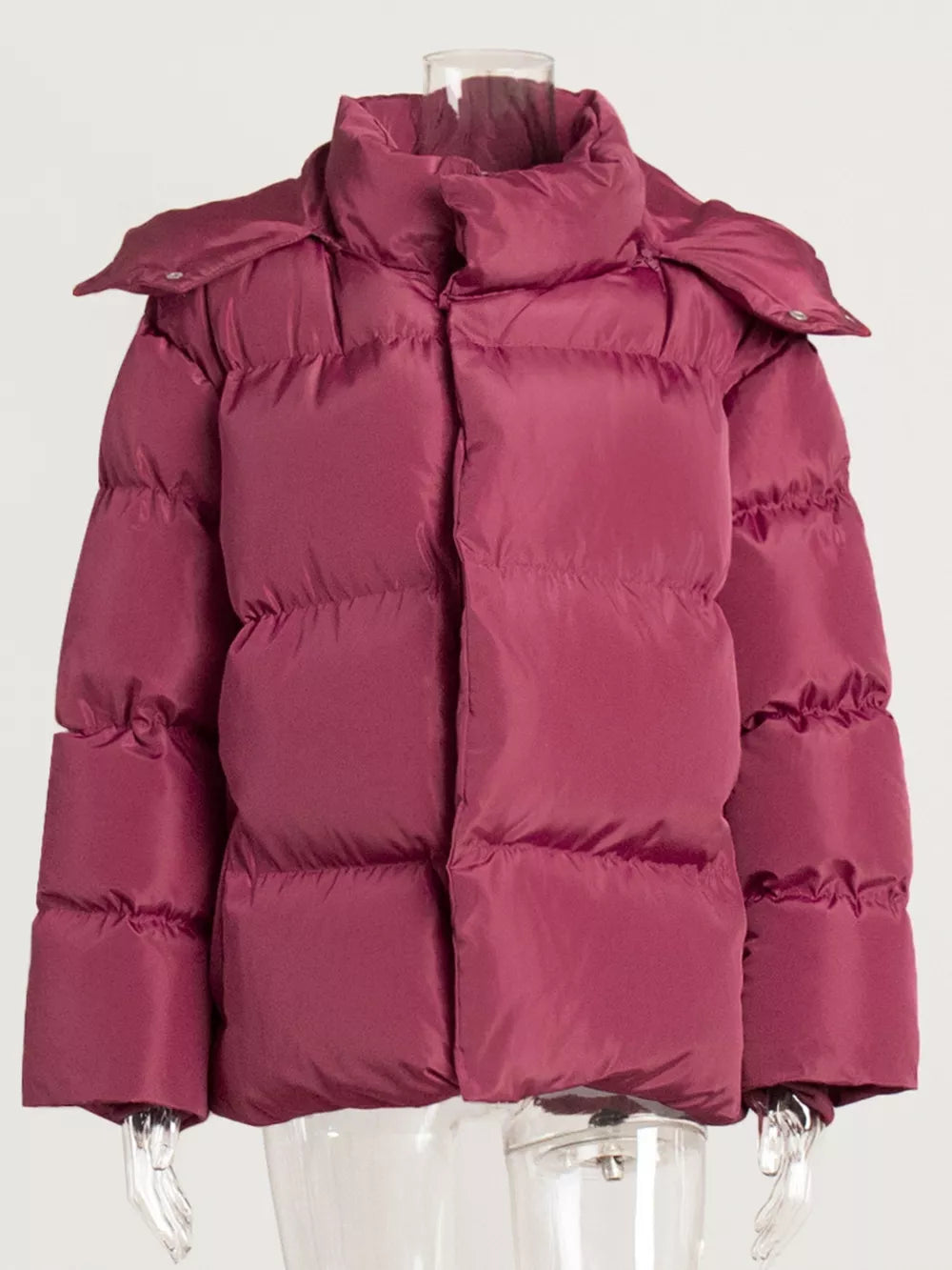 Pocketed Zip Up Hooded Puffer Jacket nicholesgifts