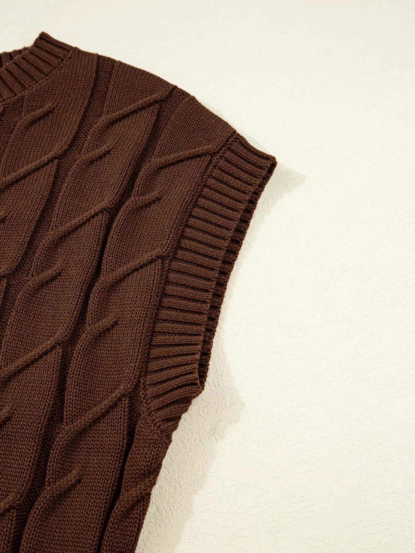 Cable Texture Crew Neck Short Sleeve Sweater Top