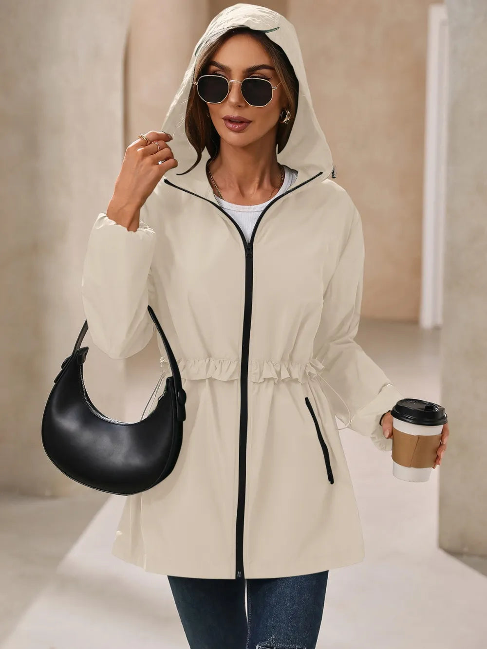 Ivy Lane Outdoor Waterproof Long Sleeve Hooded Windbreaker nicholesgifts