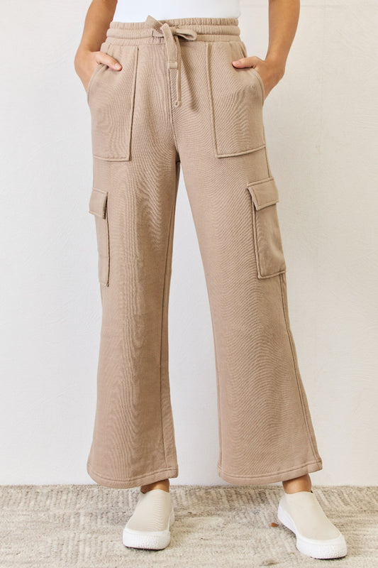 Women Risen High Waist Cargo Wide Leg Pants nicholesgifts