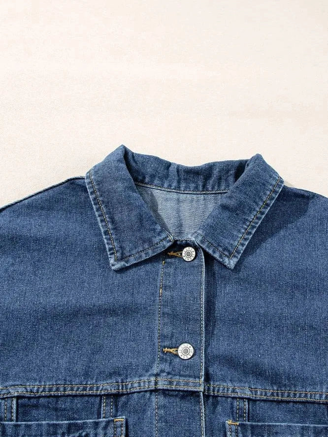 Pocketed Button Up Denim Jacket nicholesgifts