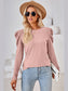 Women Round Neck Puff Long Sleeve Blouse nicholesgifts