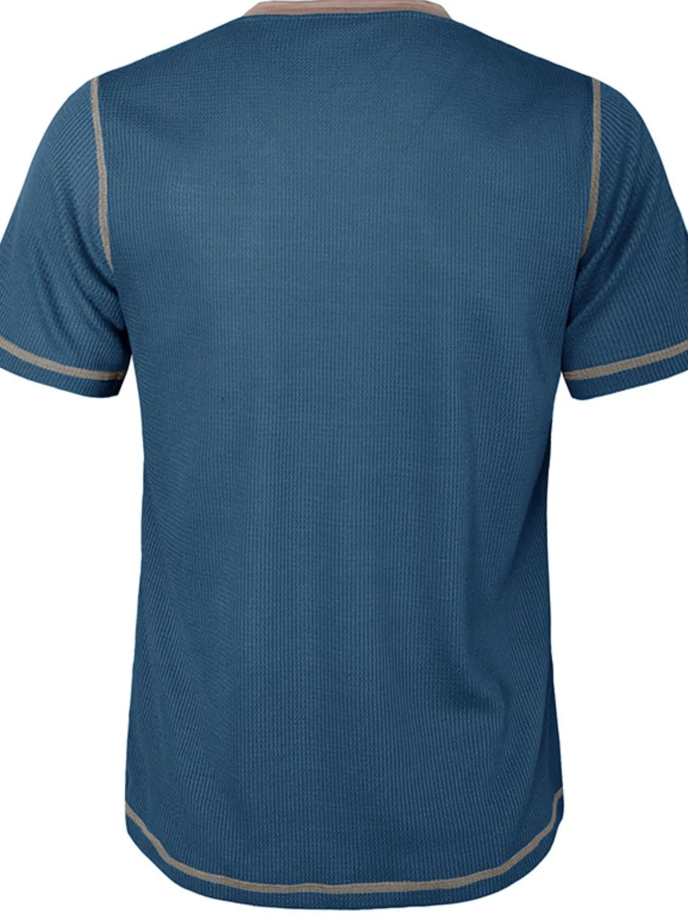 Men's Full Size Contrast Stitch Henley Polo Shirt Plus Size