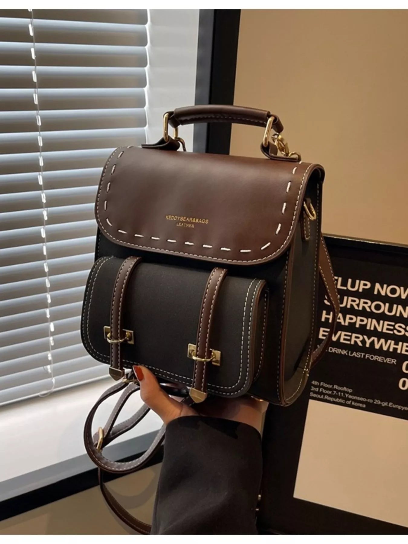 Vintage Style Leather Backpack Bag nicholesgifts