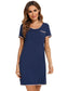 Contrast Trim Pocketed Round Neck Lounge Dress nicholesgifts