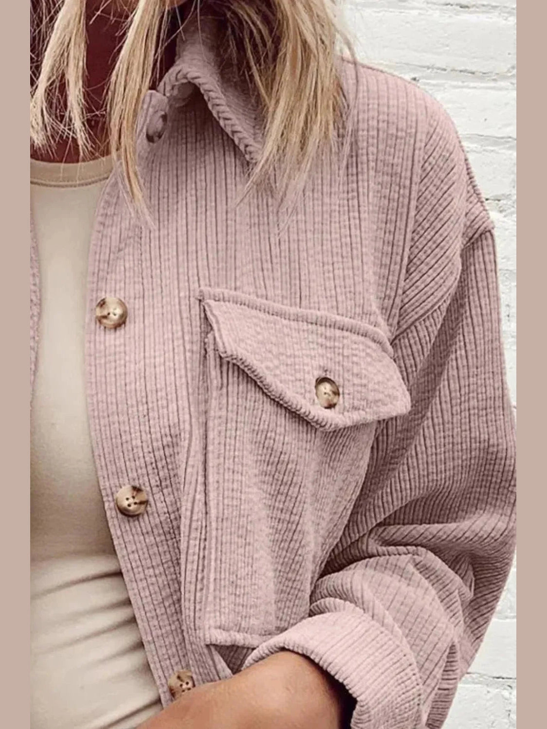 Pocketed Button Up Dropped Shoulder Shacket nicholesgifts